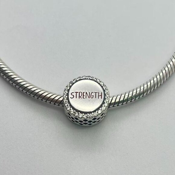 Pandora Breast Cancer Ribbon of Strength Dangle Charm Hope Bead Pendant - Picture 2 of 3